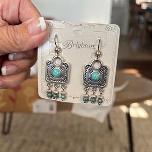 Brighton Silver Earrings with Turquoise Accents